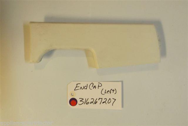 KENMORE STOVE 316267207 end cap (left) USED PART KENMORE STOVE 316267207 end cap (left) USED PART